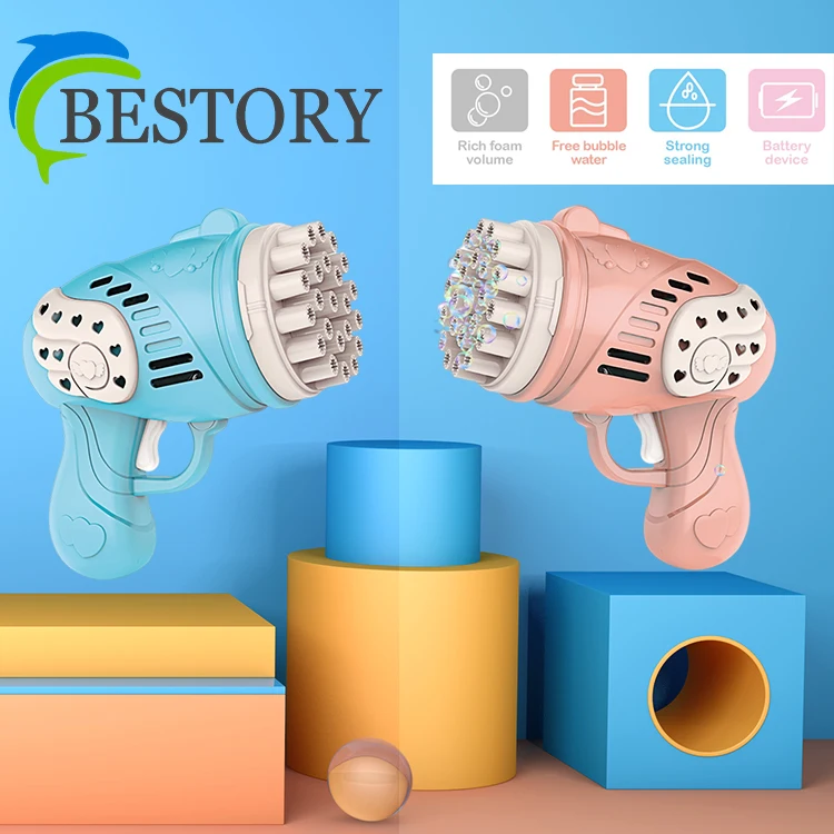 new summer soap water guy toy 23 holes Automatic Bubble Gun electric Shooter Party Air Blowing Bubble Machine