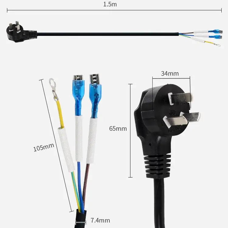Новой Зеландии стандартом 3 зубец мощность кабель со штепселем бытовой 16Amp черный электрический удлинитель