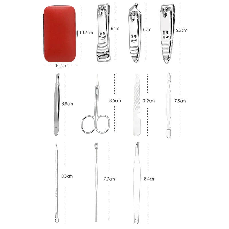 Custom Stainless Steel Personal Care Nail Scissors Nail Clippers Set 10pcs Women Cutter Pedicure Manicure kit