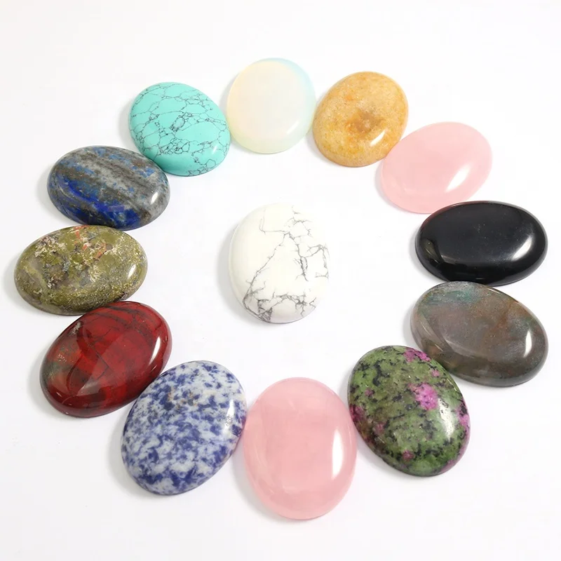 Charms 30x40mm Natural Stone Oval Beads No Drill Hole CAB Cabochon Stone for Jewelry Making trendy accessories