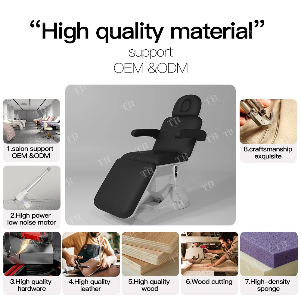 Turri Reclining Chair For Beauty Salon Cosmetic Electric Massage Bed Lifting Adjustable 3 Motors Salon Equipment Furniture
