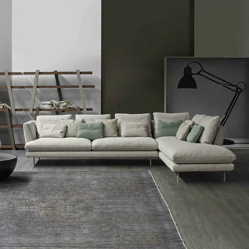 
Угловой серый тканевый диван L образной формы для гостиной, левый или правый шезлонг  (62317236424)