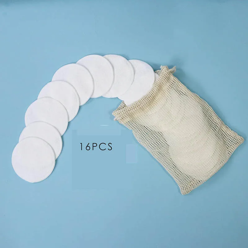 Stock 16pcs set  Premium Natural 100% makeup Facial Cotton Pads Hypoallergenic, Unbleached, Lint-Free, Chemical Free