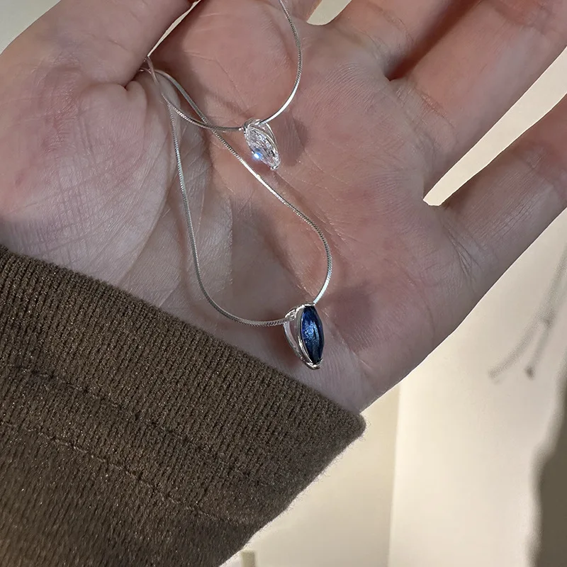 Изящное ожерелье с бриллиантами marquise cz 925 стерлингового серебра Пасьянс Цирконий Свадебные украшения