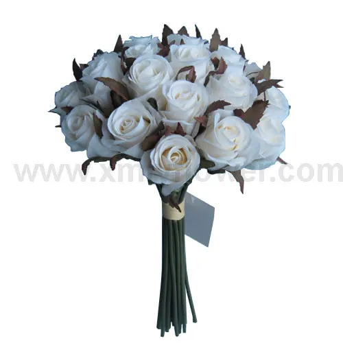 Customized high quality wedding stage decoration artificial red rose bouquet silk rose bunch x 26 flower buds flower posy