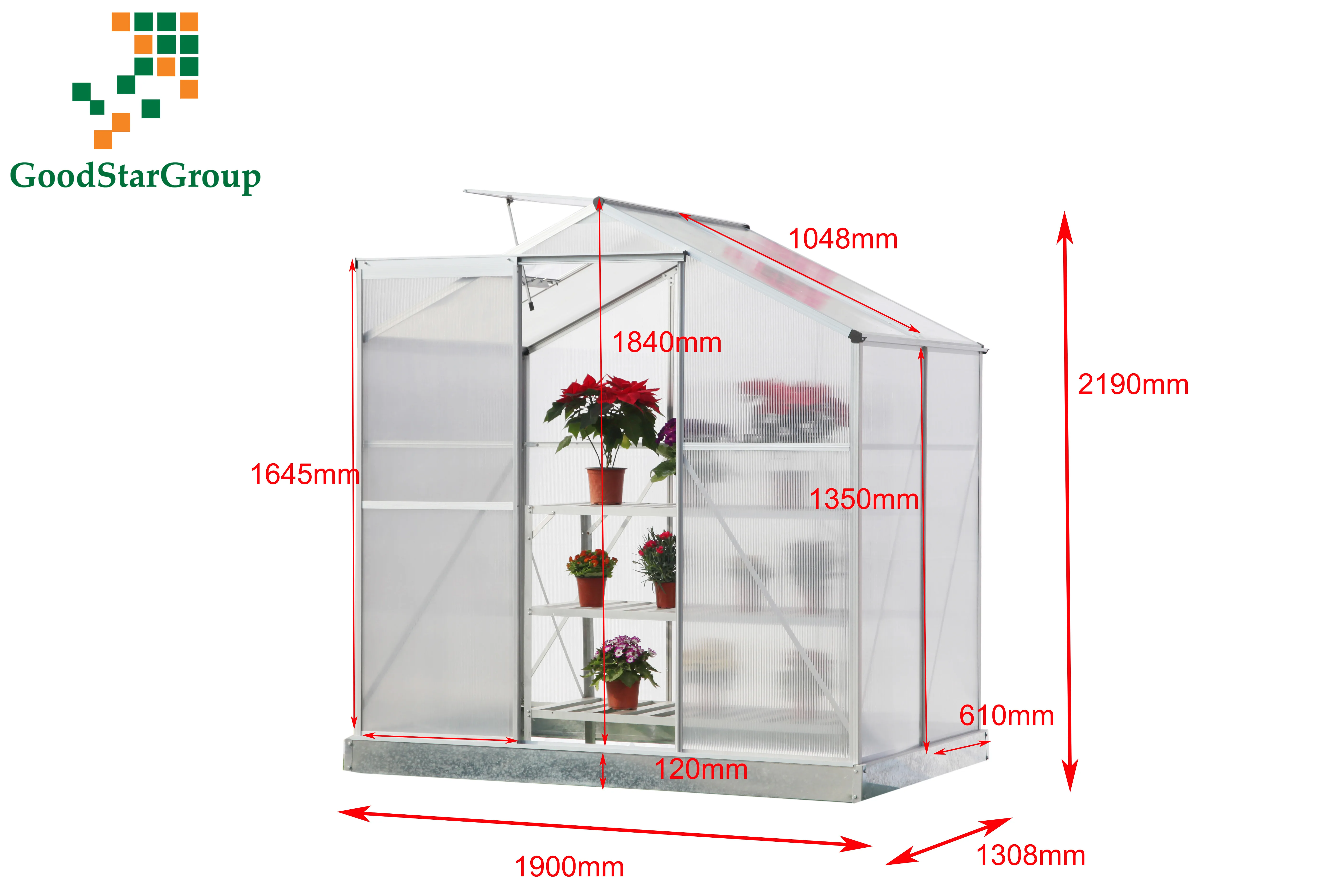
Clear Polycarbonate Greenhouse Large Walk-In Green House Garden Plants Grow Galvanized Base Aluminium Frame w/Slide Door 