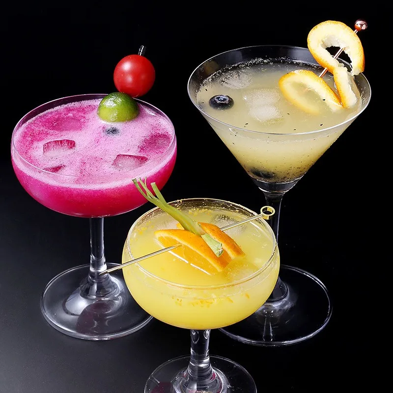 Colorful Cocktail Picks Stainless Steel Fruit Stick Bar Tool Reusable Metal Cocktail Skewers Fruit Pin Needle Toothpicks