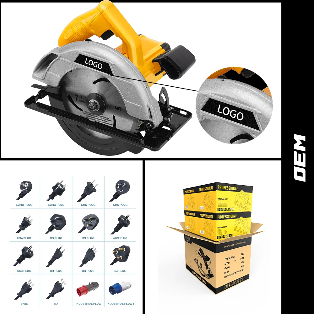 1200W 185mm Multi-Function Handheld Electric Miter Saw Circular Saw for Efficient Cutting of Wood Plastic Aluminum Profiles