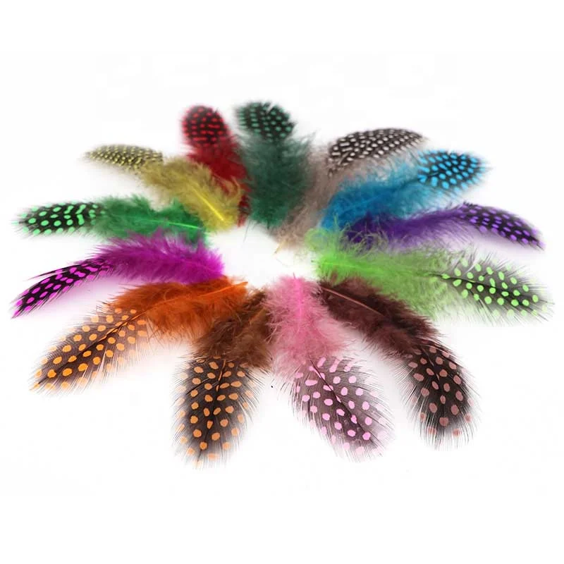 6-12cm Wholesale Dyed Multi-Color Plumas feather Dotted Guinea Fowl Pearl Feathers for crafts Decoration Accessories