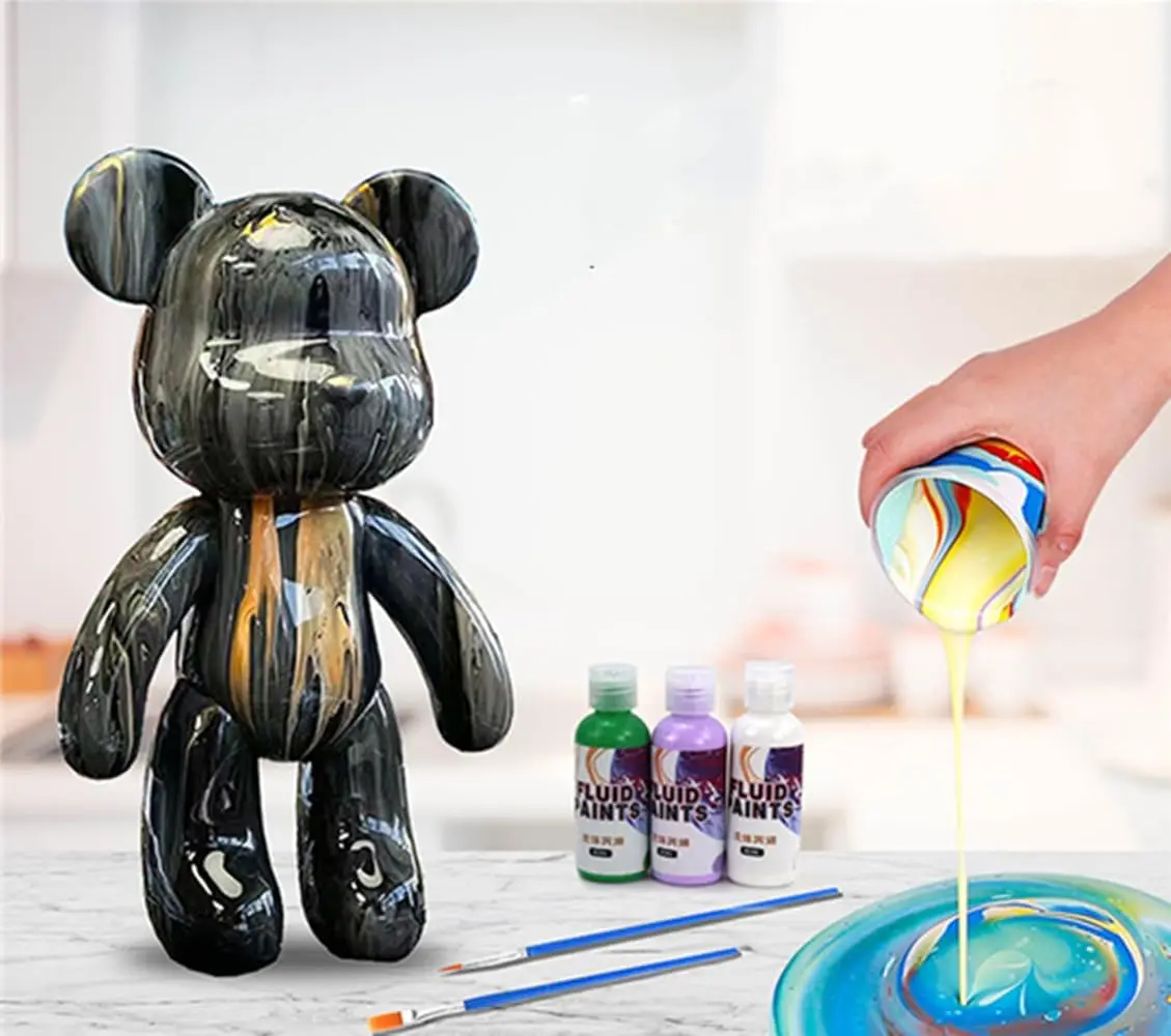 2 Oz / 60ml Creative Decorations Handmade Doll Figurine Toys Gift for Valentines DIY Painting Fluid Bear Teddy Bear Painting