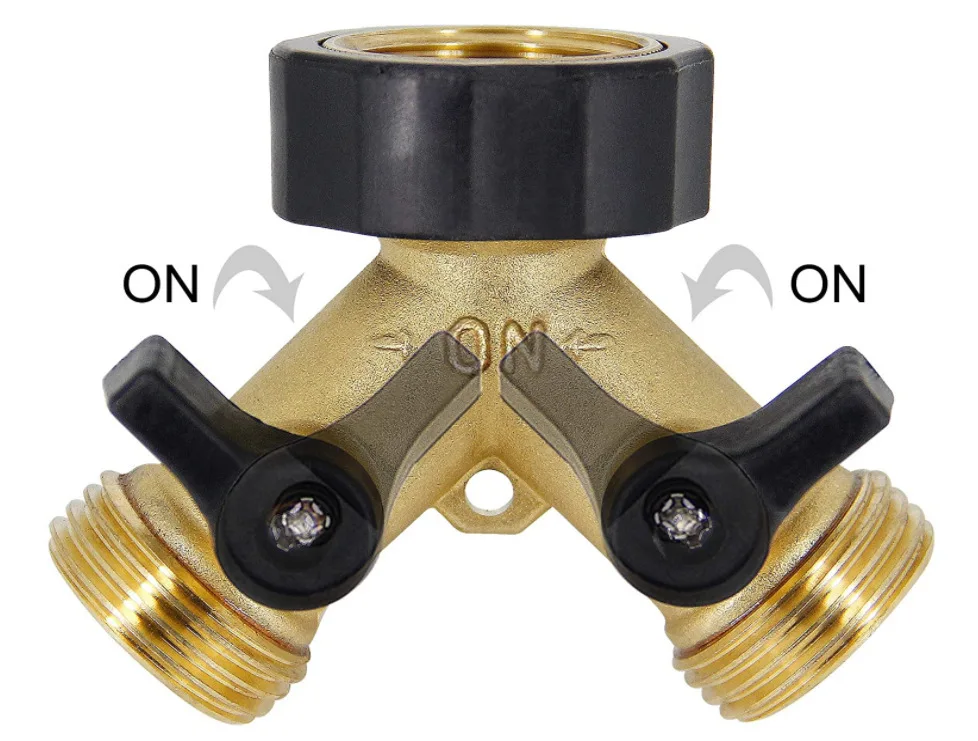High Quality Water Adapter Irrigation Brass Hose Splitter Connector Y garden Two 2 way ball valve