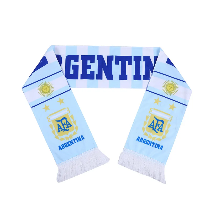 Free sample custom Slogan scarf with tassel club fan scarf football scarf