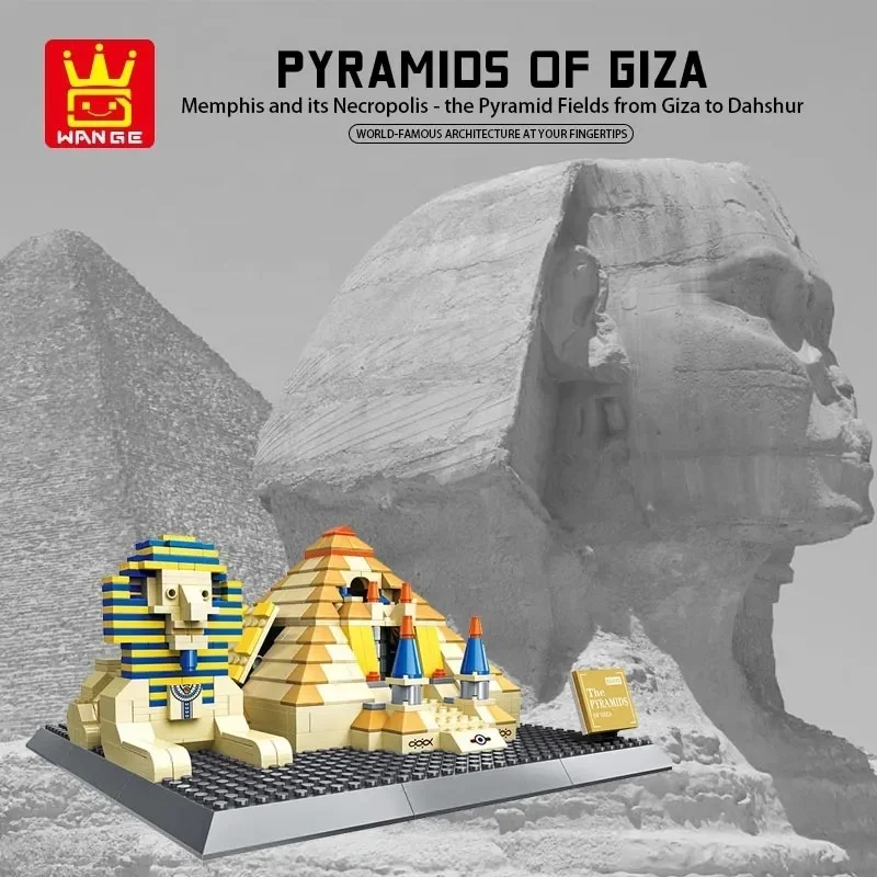 Wange 4210 архитектура Египет Фараон пирамиды Giza ориентир образовательный DIY сборка кирпичных игрушек наборы строительных блоков