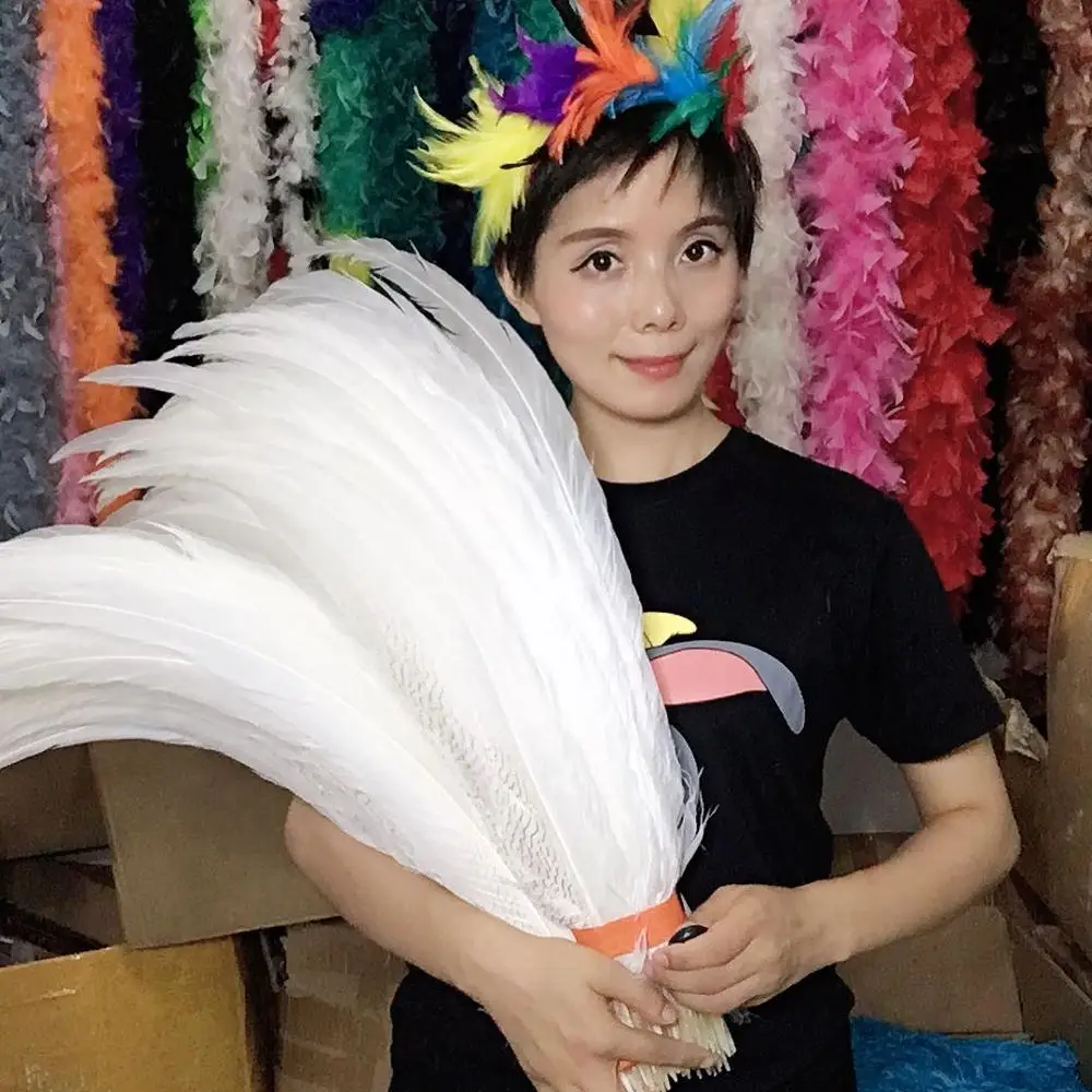 TOP Supplier ZPDECOR Factory Wholesale 70-75 cm White Silver Pheasant Tail Feather for Carnival Costumes