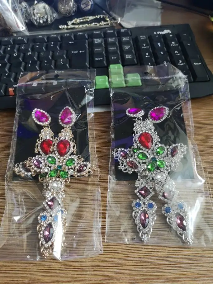 Big Cross Earrings For Women Large statement Earrings crystal dangle earrings rhinestone trending jewelry 2020