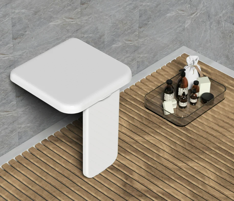 Wall mount fold up seat with stand leg suit for shower room fitting room home entrance hospital