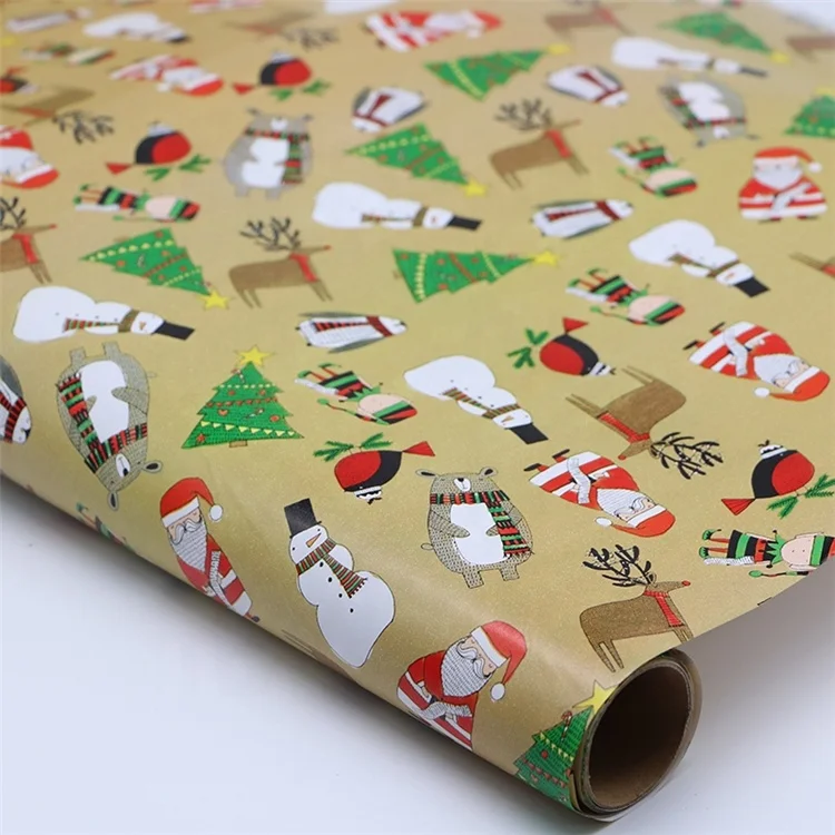 Wholesale Eco-friendly Christmas Gift Decoration Kraft Rolling Wrapping Paper