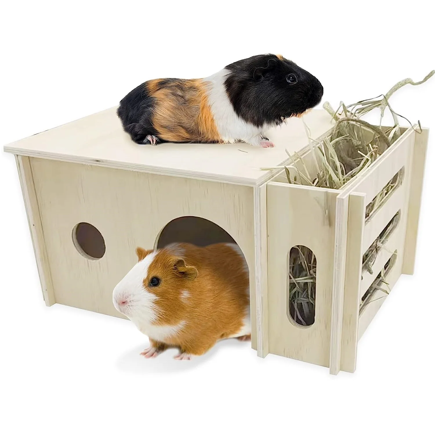 Wooden guinea pig House hidden with hay feeder, Hamster Totoro Hideout Totoro Dwarf Rabbit Hamster hut