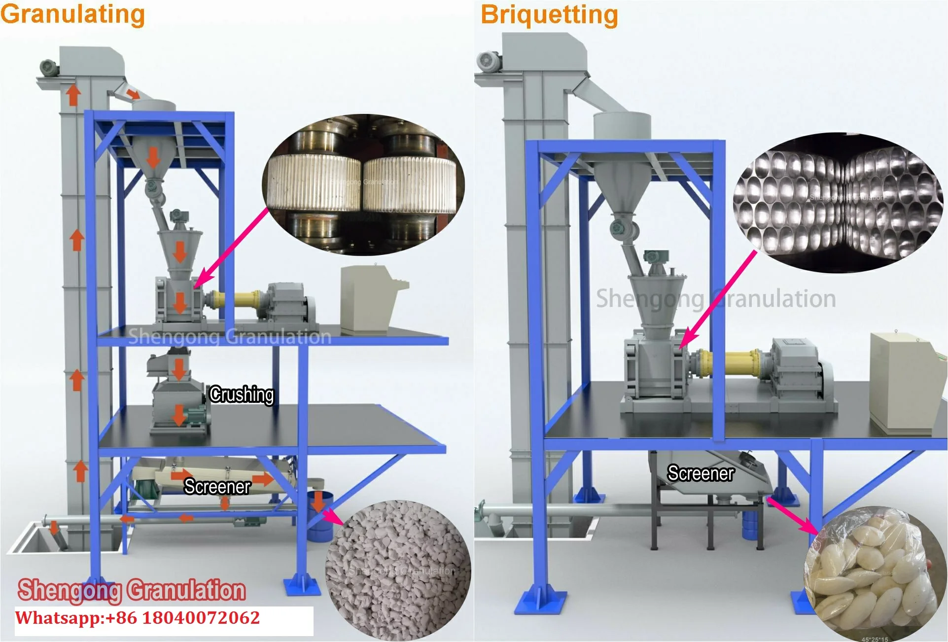 Inorganic chemical mineral fertilizer double roller oval ball briquette press machine