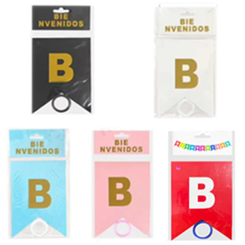 Newly Designed Spanish BIENVENIDOS Pull Flag Banner Variety Craft Styles for Back School Welcome Party Wall Decor Supplies