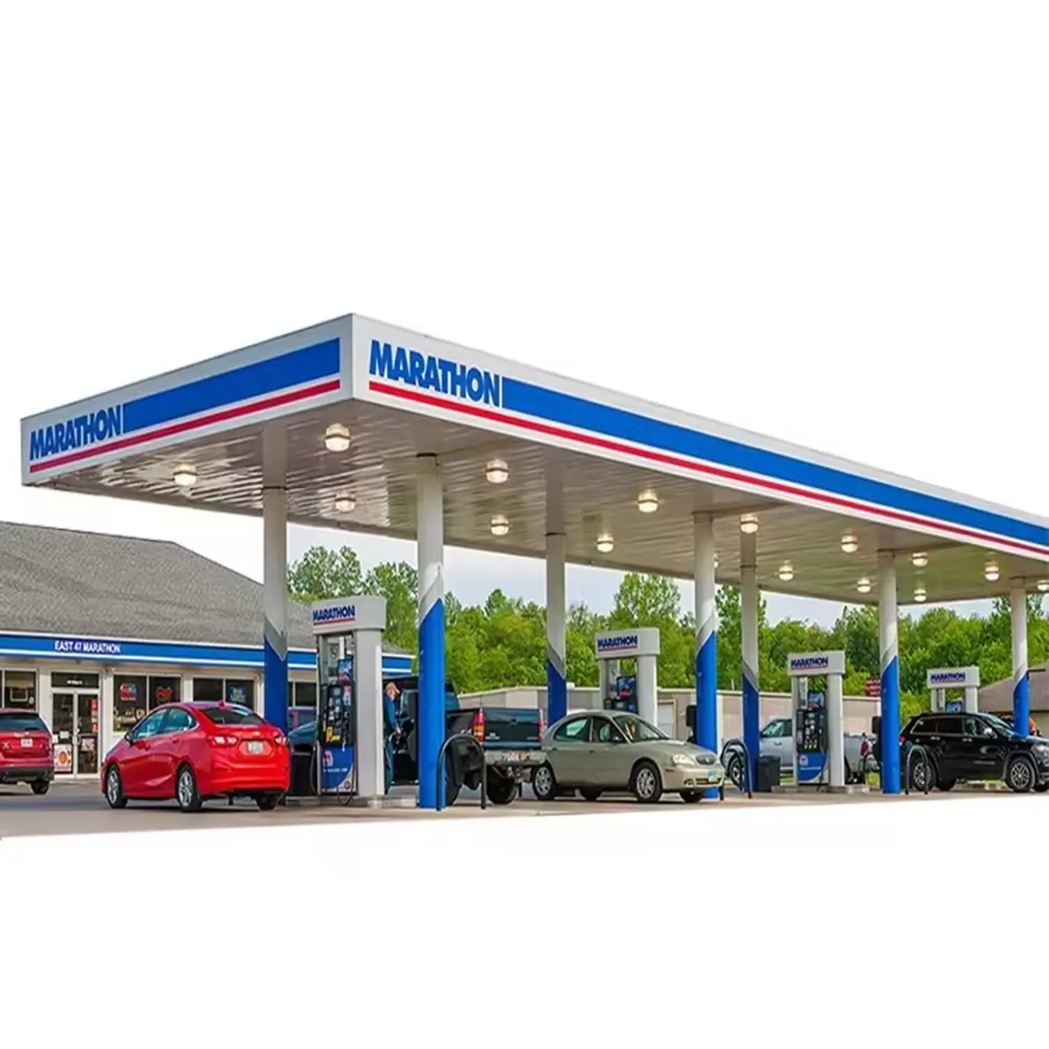 Low Cost Timely Delivery Low Cost Bolted Steel Structure Space Frame Gas Station Shed Petrol Station Canopy Design