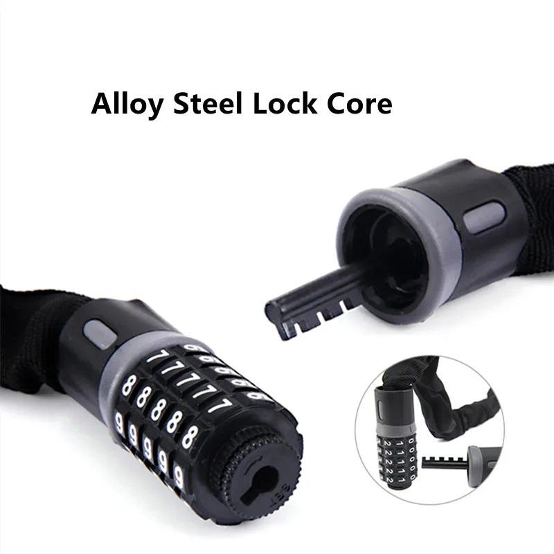Bike Chain Lock(0.6M), 5 Digit Resettable Combination Password Bicycle Lock,Heavy Duty Anti-Theft Cycling Cable Locks