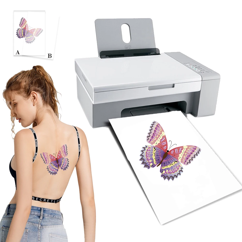 Temporary Waterproof Removable Laser Tattoo Paper A5 Size Opp Bag Laser Printers Temporary Tattoo Printing Machine Beautify Body