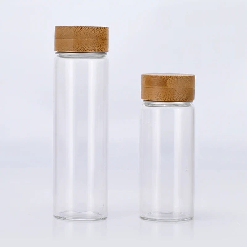Eco Friendly Bamboo storage Packaging food grade glass Jar With Bamboo Cap