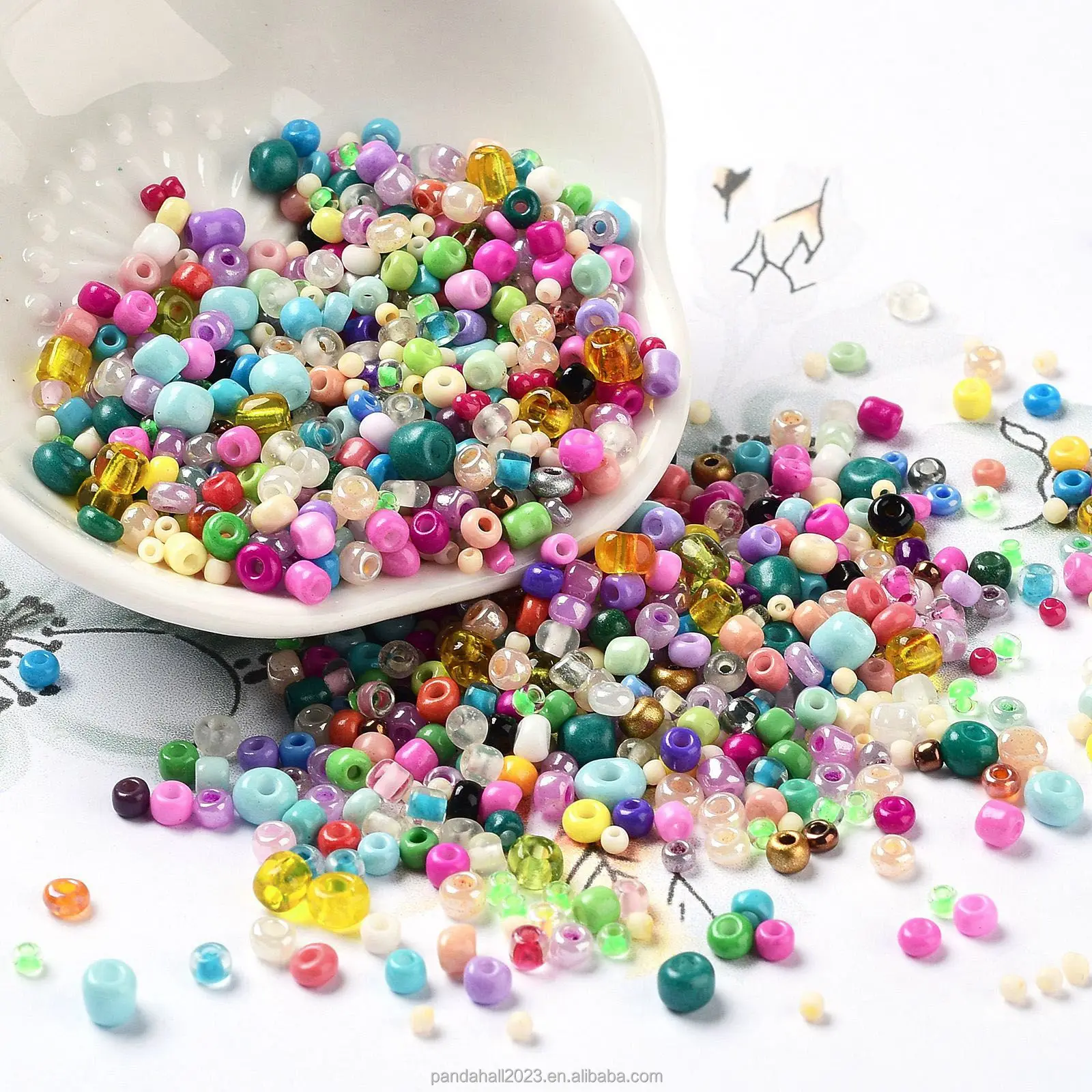 Pandahall 1 Kg 2~5mm Mixed Color Round Glass Seed Beads
