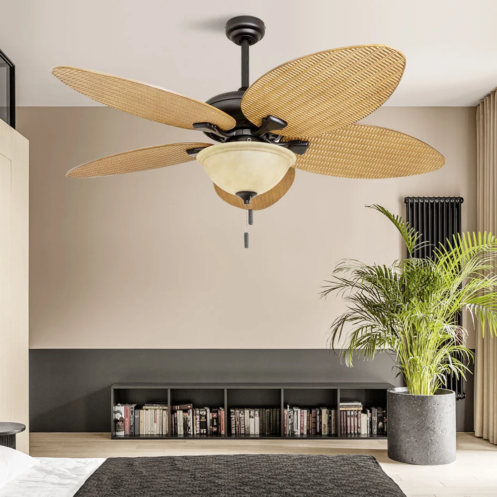 Contemporary Decor Indoor 52Inch Plastic Remote Control Electric Ceiling Fan With LED Light