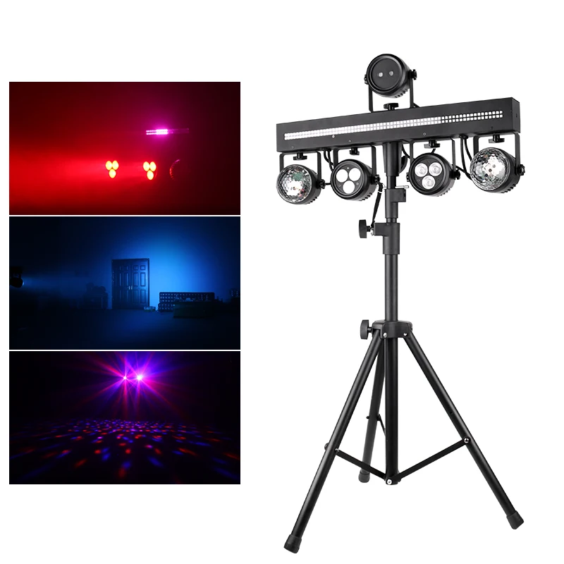 Professional Portable Dj Lights Disco Dj equipment 6*1W RGBW 4in1 Led Par Bar Stage Lighting With Stand