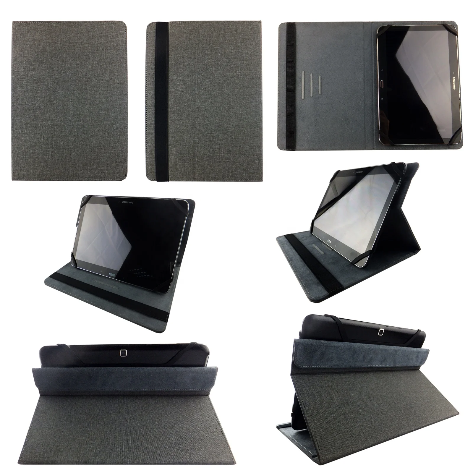 Customized One Fold Back Suction Pvc Gear Silicone Buckle High Quality Black Universal Tablet Case For Ipad
