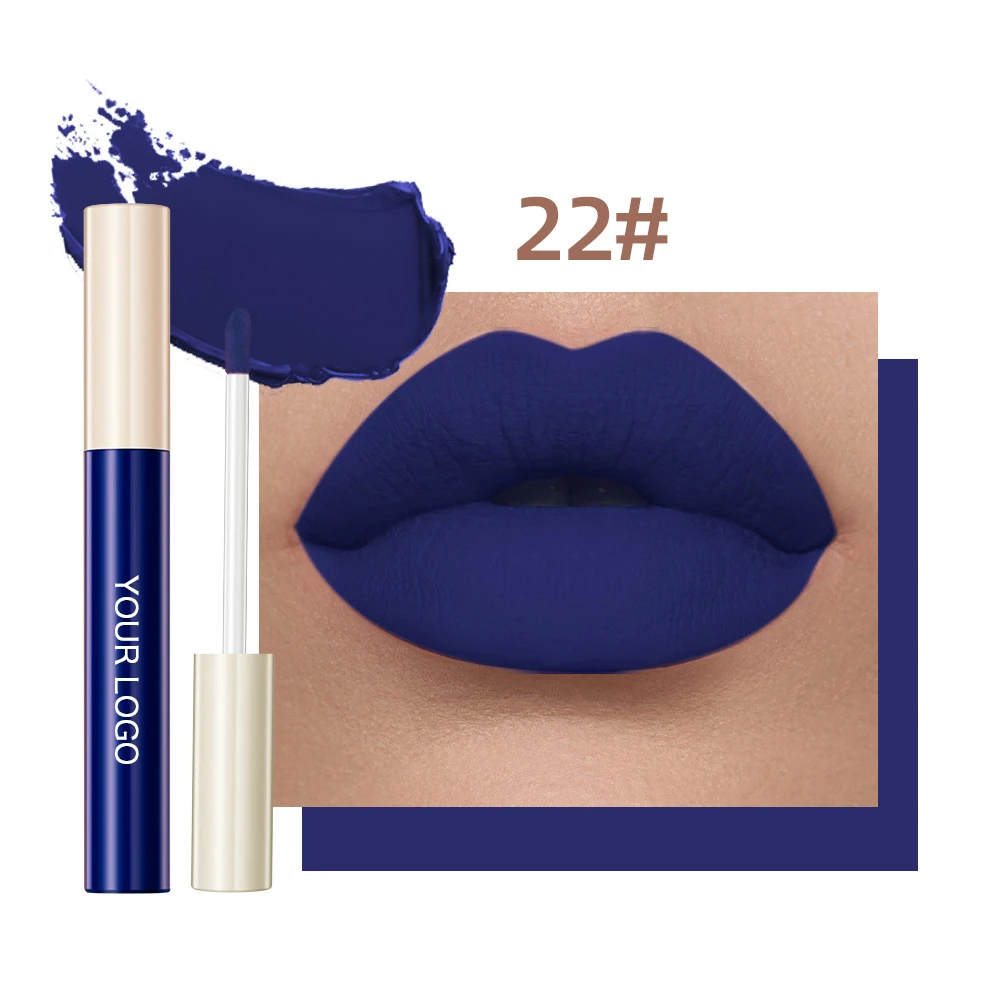 Custom lip gloss oem makeup factory blue waterproof moisturising matte lip gloss private label