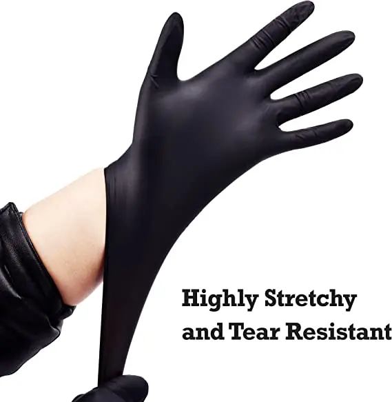 Disposable Cheap Black Purple Powder Medic Exam Tattoo Barber Kitchen Safety Work Powder Free Rubber Latex Nitrile Glove
