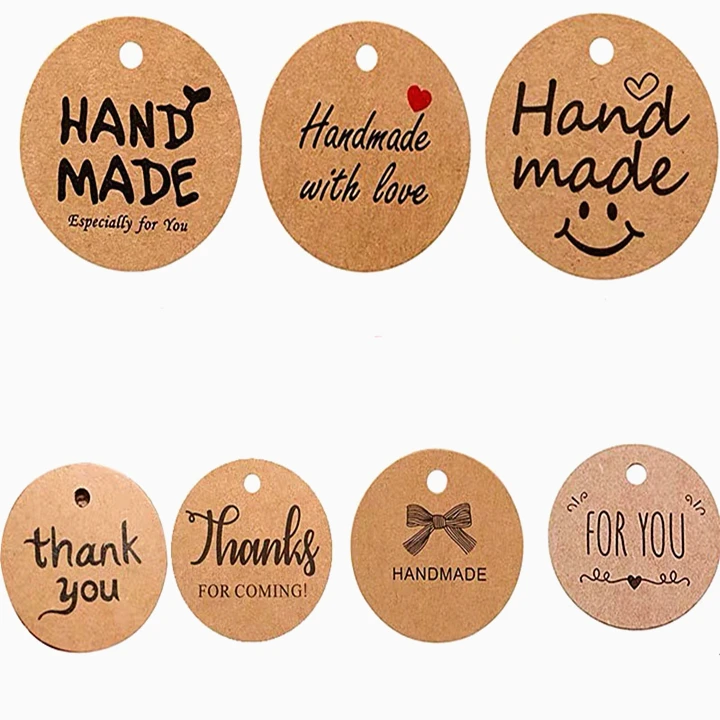 Custom round Thank You Kraft Gift Tag Wedding Party Paper Hang Tags Packaging Label Decorative Paper Tags