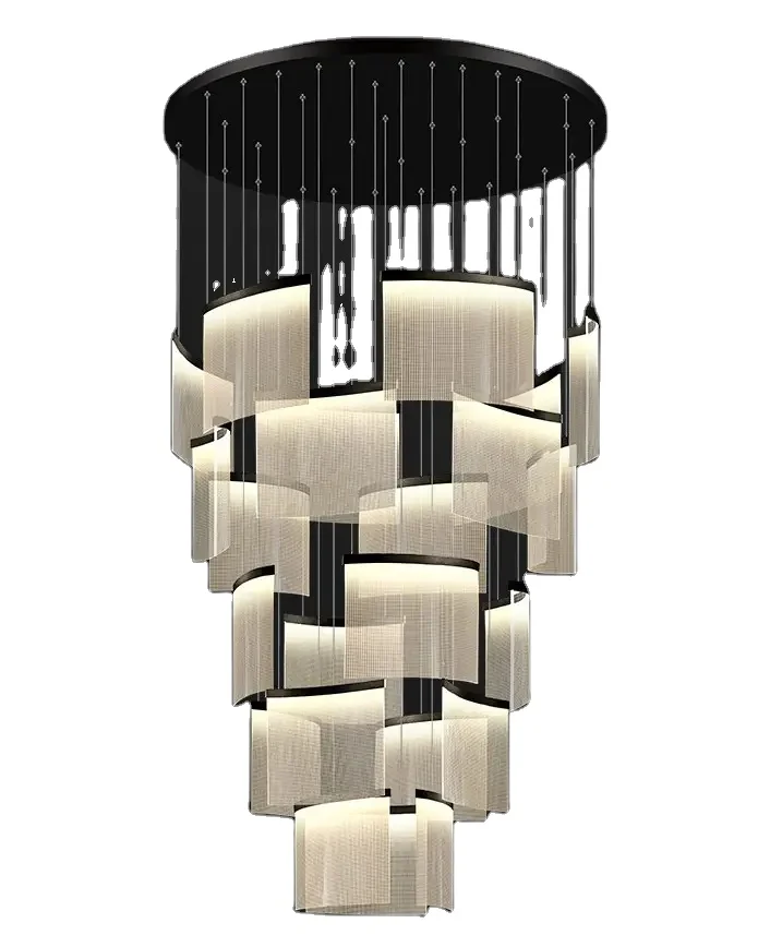 Nordic Luxury LED Lamp Modern Large High Spiral Stairs Pendant Light Long Staircase Chandelier Ceiling Chandelier