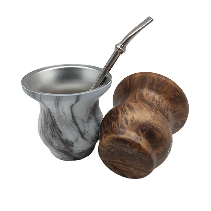 Tazas De Vidrio Para Te Argentine Tea Cup 270Ml Stainless Steel Double Wall Yerba Mate Gourd Cup