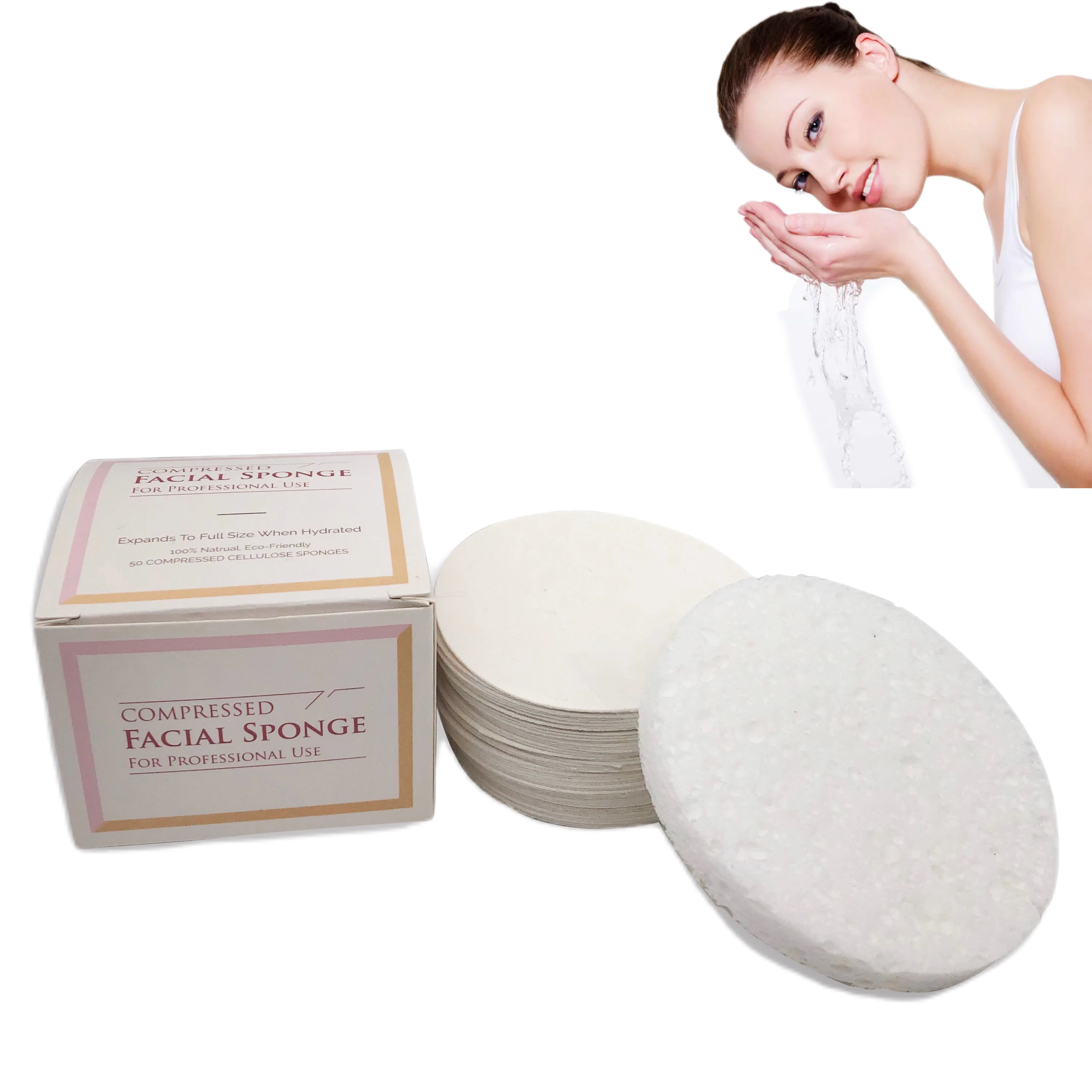 50 Count Compressed Facial Sponges Wood Pulp Cleaning Sponge for Facial Cleansing and Makeup Removal