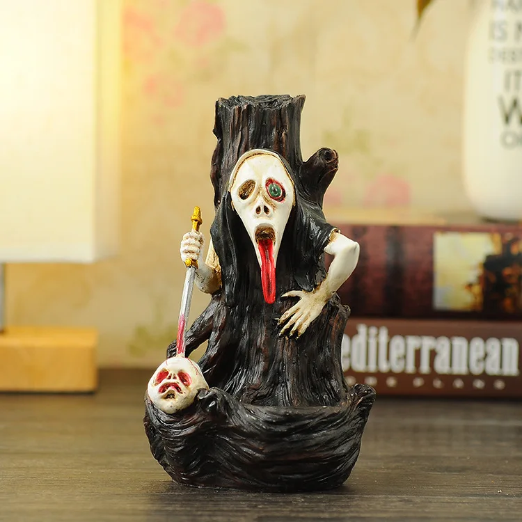 Hot selling waterfall backflow skull incense burner smoked table backflow Halloween backflow incense burner
