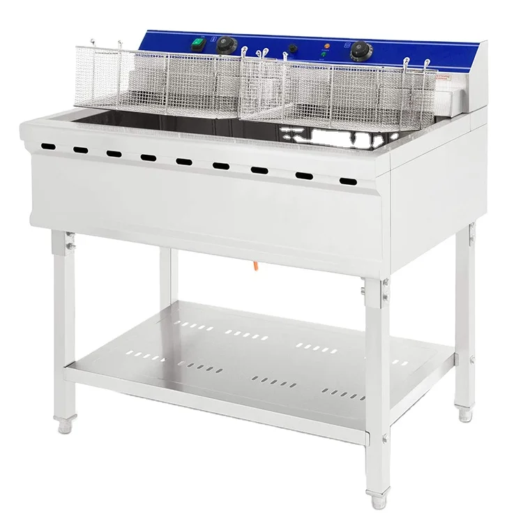 76l Automatic Temperature Commercial Electric None-Smoke Potato Fryer Machine Fried Kfc Chicken Deep Fryer With 2 Tanks