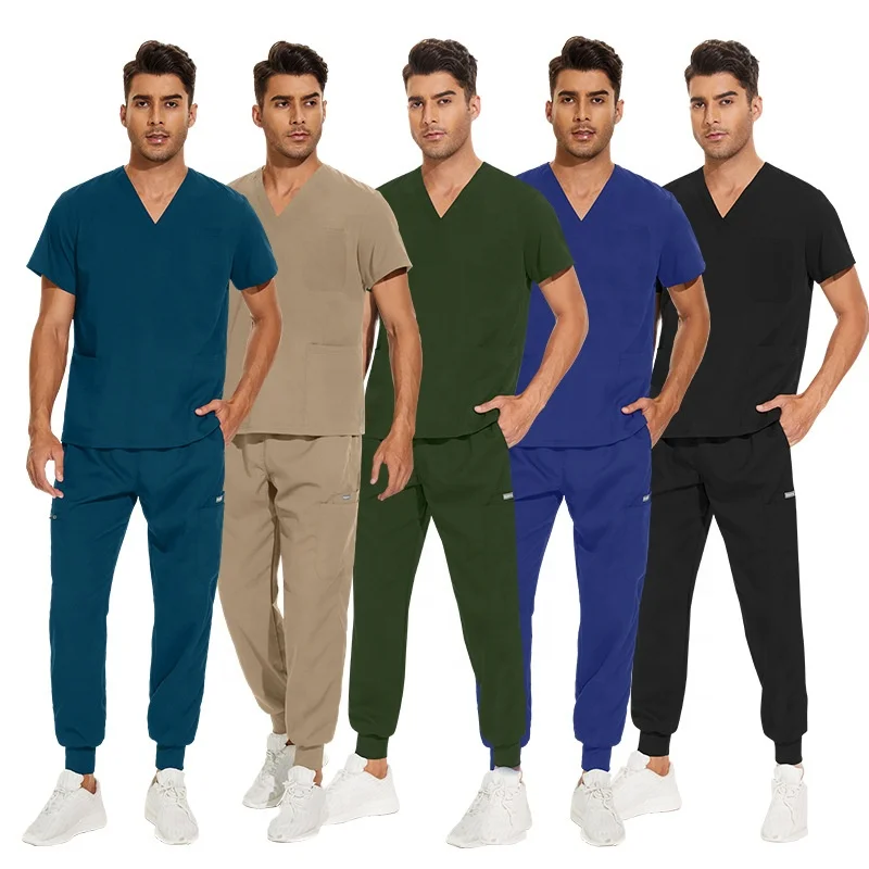 Unisex Women Men Custom Logo Scrub Suits nurse scrubs suits medical hospital uniform sets top jogger pants scrubs uniforms sets