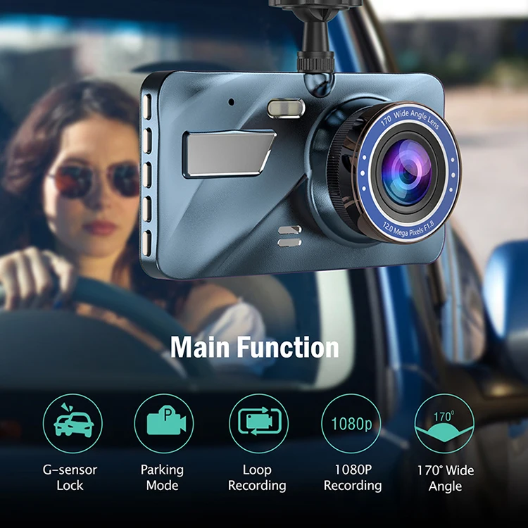 Товар EGO amazon Лидер продаж Автомобильный видеорегистратор с 4 IPS Full HD 1080P камерой в черном корпусе двумя объективами 4-дюймовый
