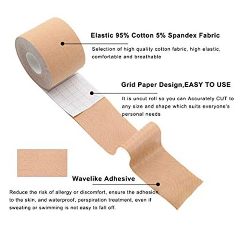 Manufacturer 2.5inch 5 Meter (5.0 Cm Wide) Adhesive Vegan Strong Hypoallergenic Brown Boob Tape For Women