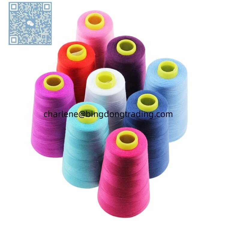 Blanco 40/2 5000m 100% Poliester Hilos De Coser Fabrica China 100% Polyester Chinese Thread for 1mm Elastic Jewelry Spun 250g