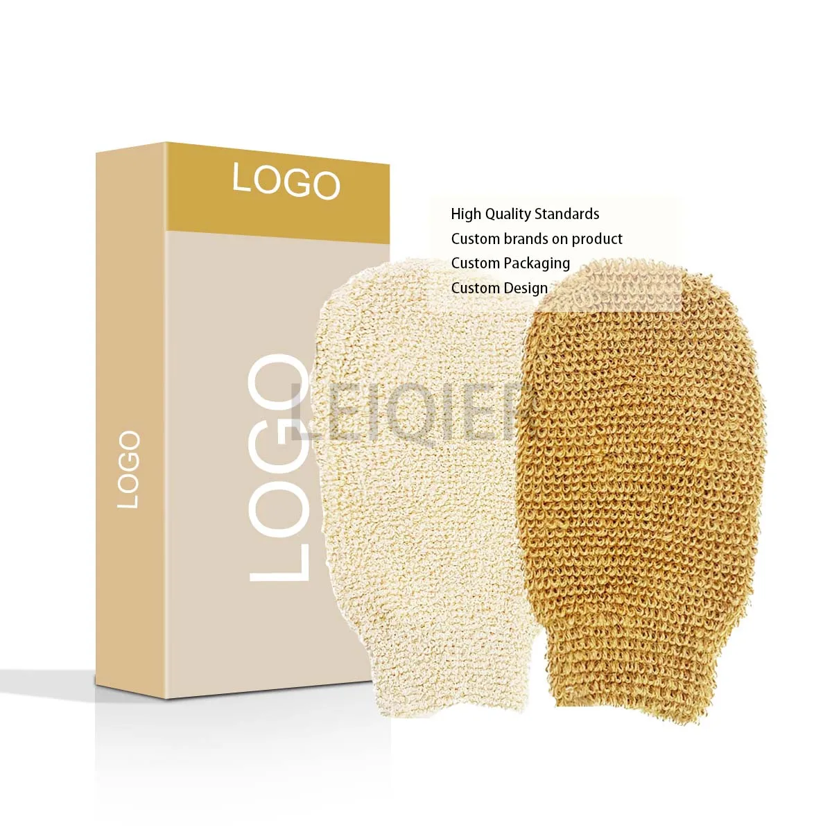 Перчатки для ванны из натурального джута с двусторонней отделкой из бамбукового волокна