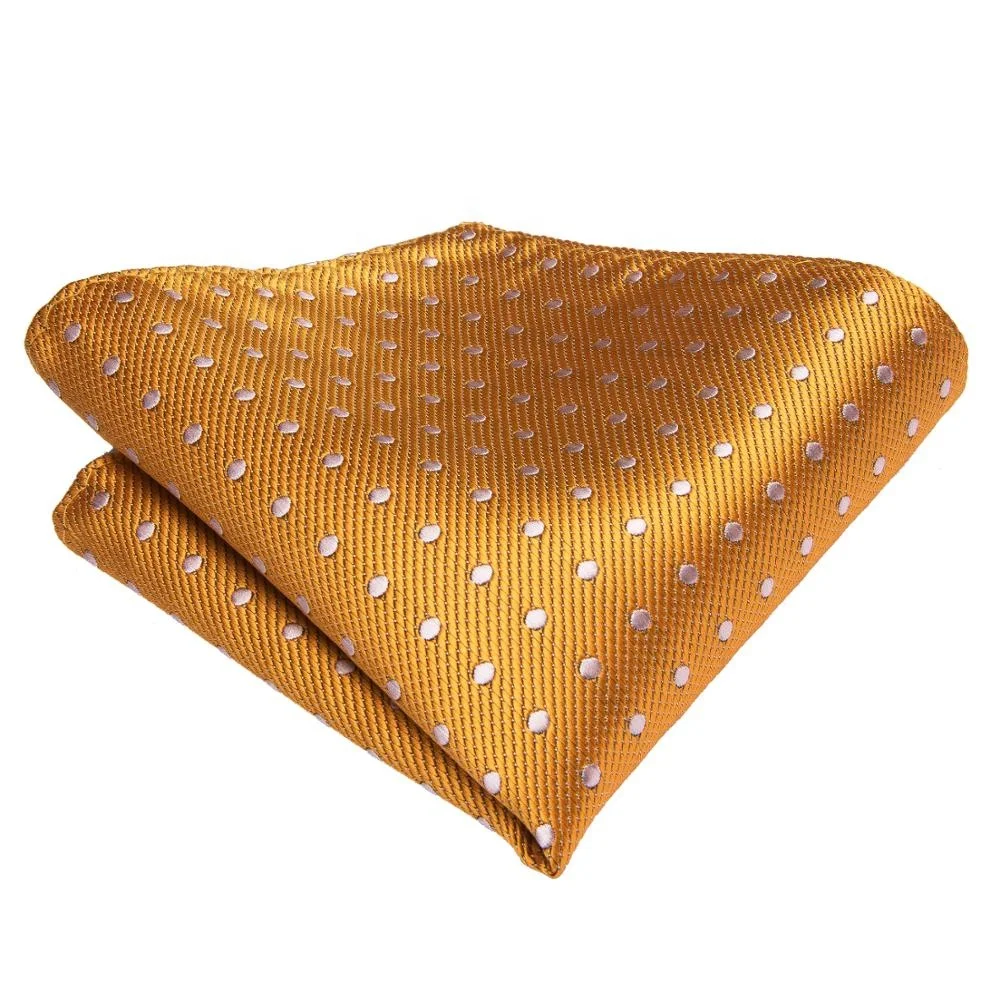 Wholesale Italian Silk Yellow Tie Custom Logo Orange Dot Necktie for Men