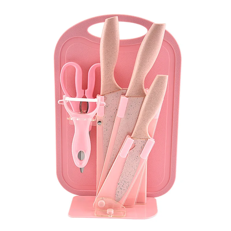 
7 PCS kitchen stainless steel knife set with acrylic stand dishwasher safe 3 knives kitchen accessories with sharp scissors 