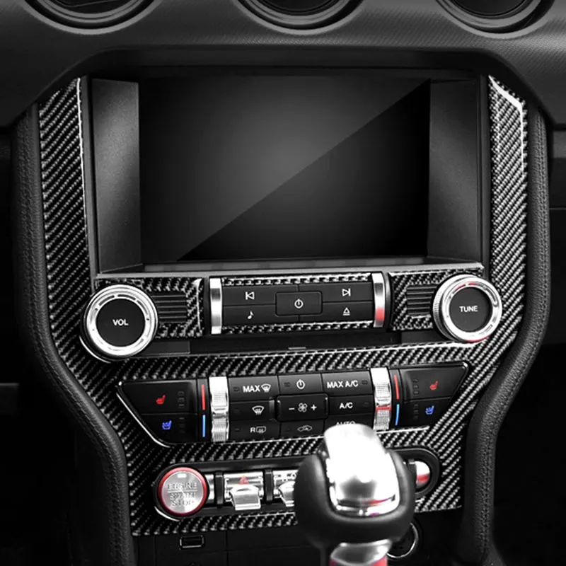 BETTERHUMZ For Ford Mustang 2015-2022 Car Center Console Gear Shift Frame Panel Decal Stickers Carbon Fiber Interior Trim Strips