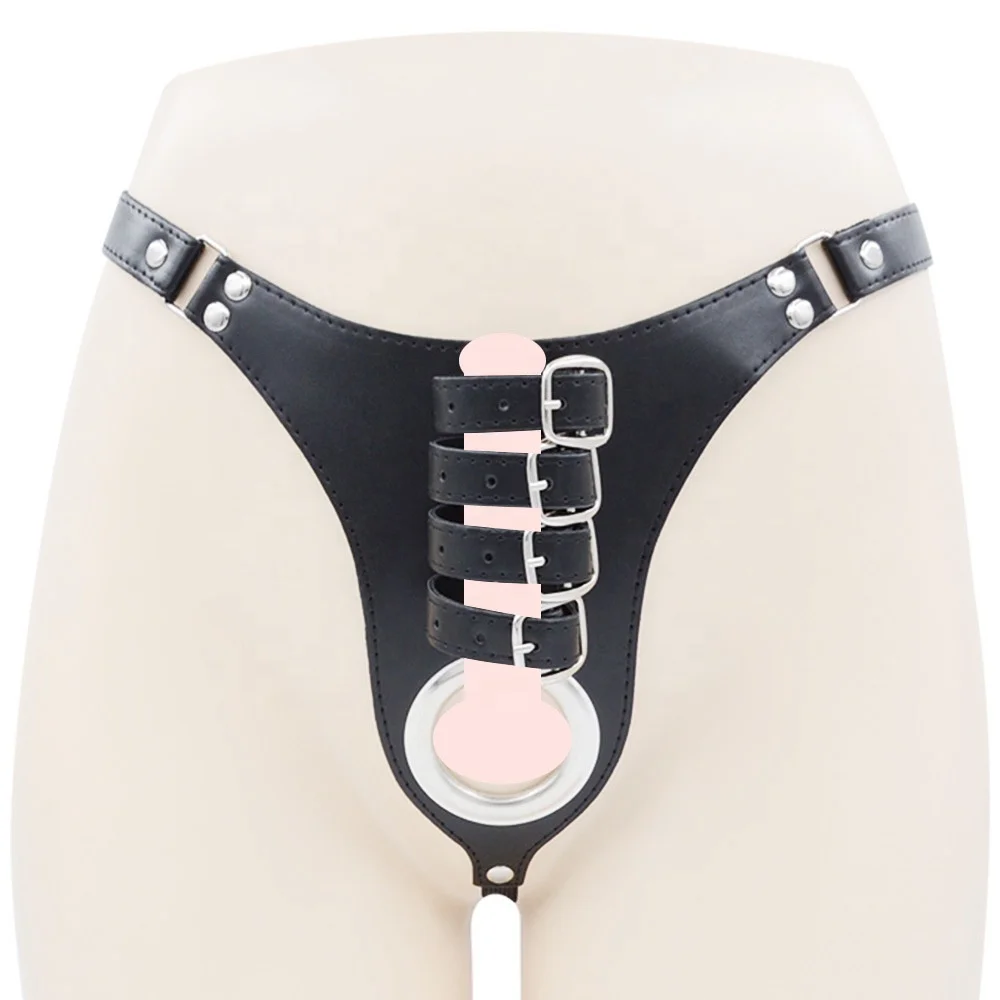 PU Leather Male Chastity Lock Penis Wearing Pants Bondage with Slave Lower Body Orgasm Belt