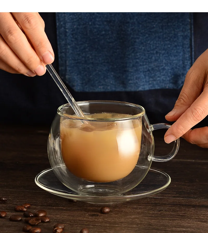 Стеклянные кофейные кружки с двойными стенками чашки бокалы для эспрессо или чая изолированные питья | Горячие и холодные напитки